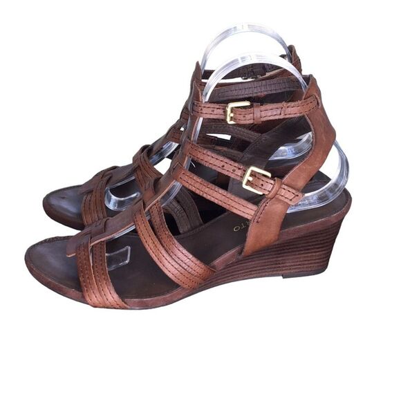 Franco Sarto Leather Double Buckle Straps Sandal‎ Women's Heels 9.5M Gladiator - Picture 8 of 14